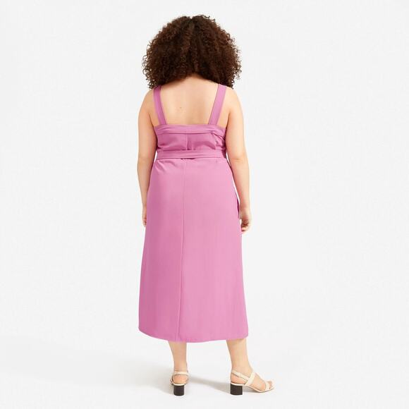 EVERLANE Japanese Goweave Button Up Picnic Midi Dress in Magenta Pink NWT US 10 - Picture 5 of 13